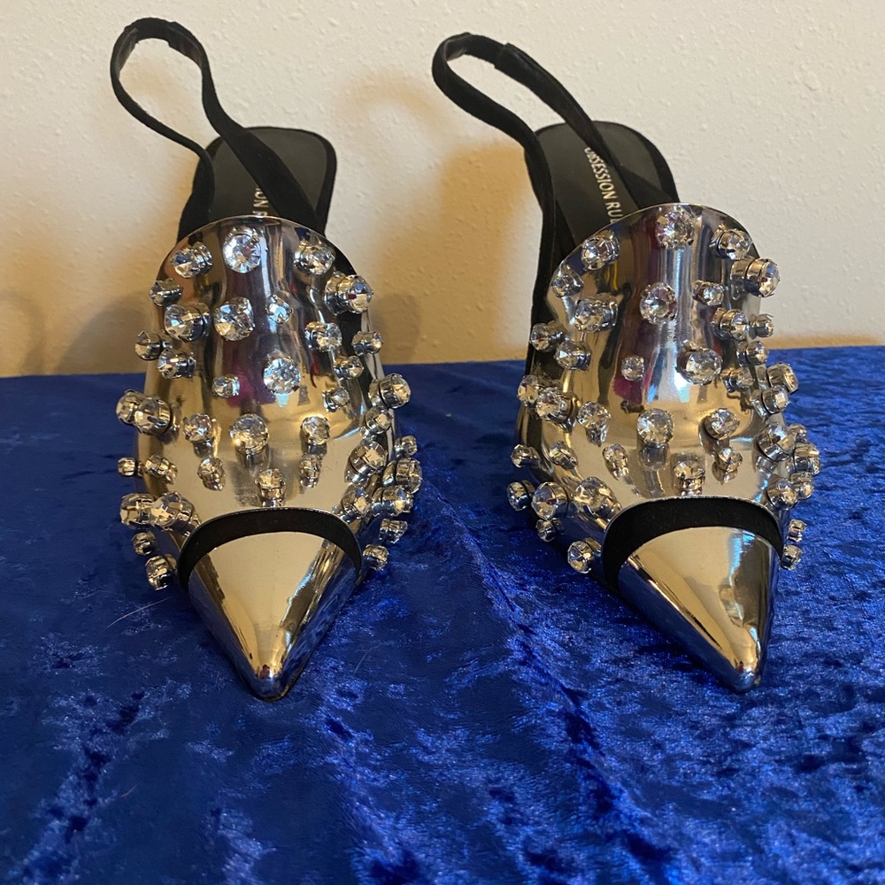 Obsession Rules Rhinestone Sling Back